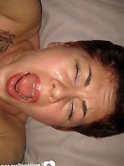 Dipping my cock into her banana vagina