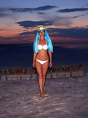 Bikini on Sunset Background